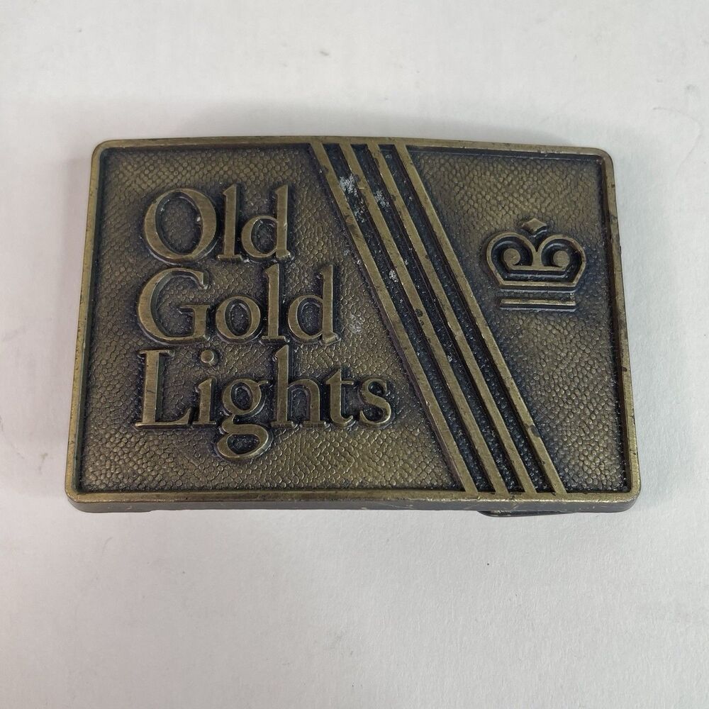 Old Gold Lights Cigarettes Tabacco Advertisement Promo LDL Belt Buckle 1970s